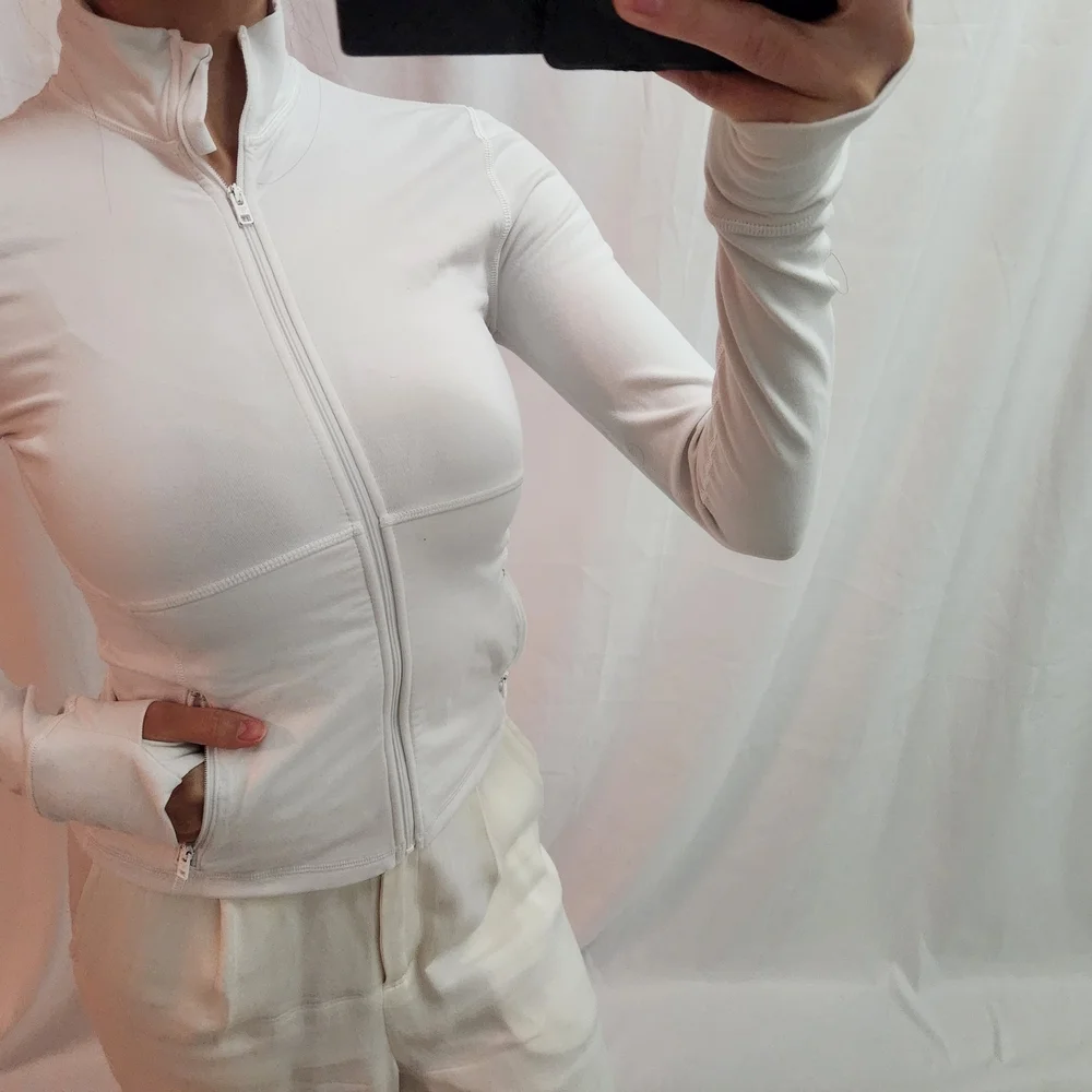 Aritzia White Zip-Up Sweatshirt - Picture 2 of 10